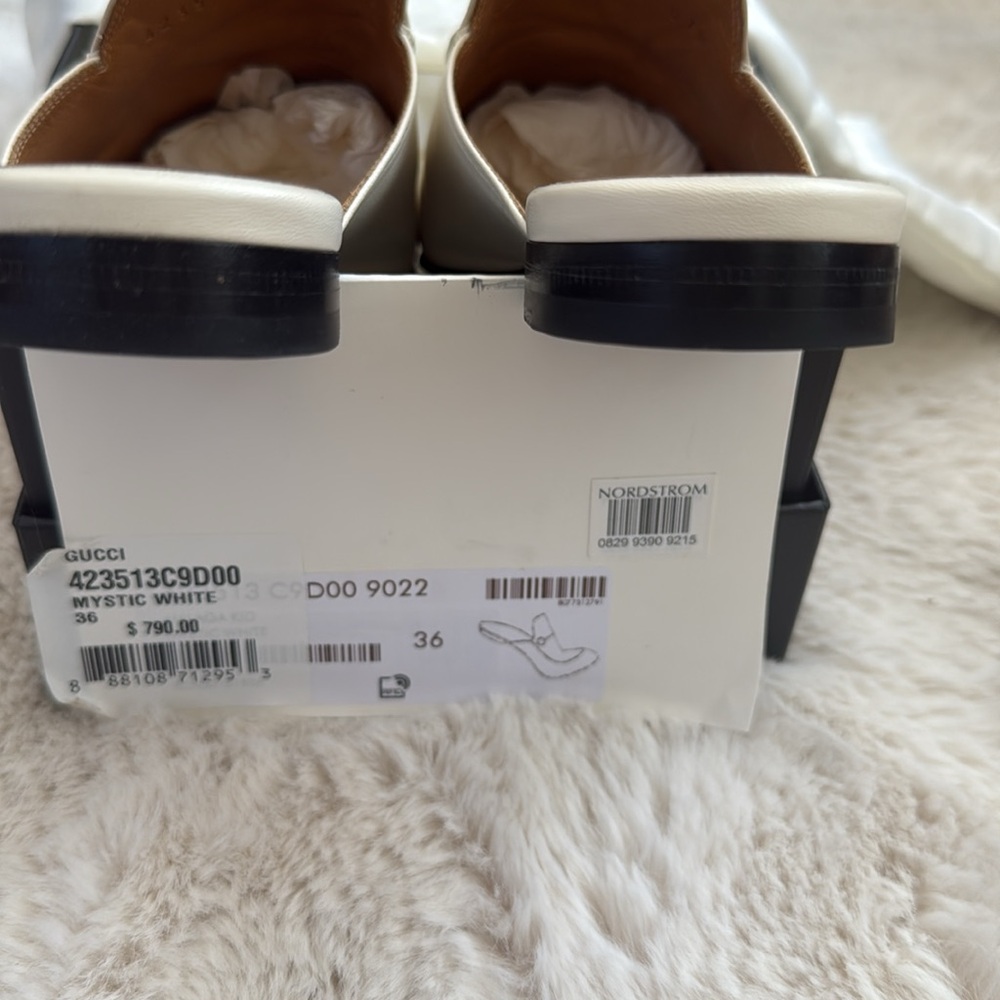 Gucci White and Gold Mules with Horsebit Detail - Picture 2 of 2